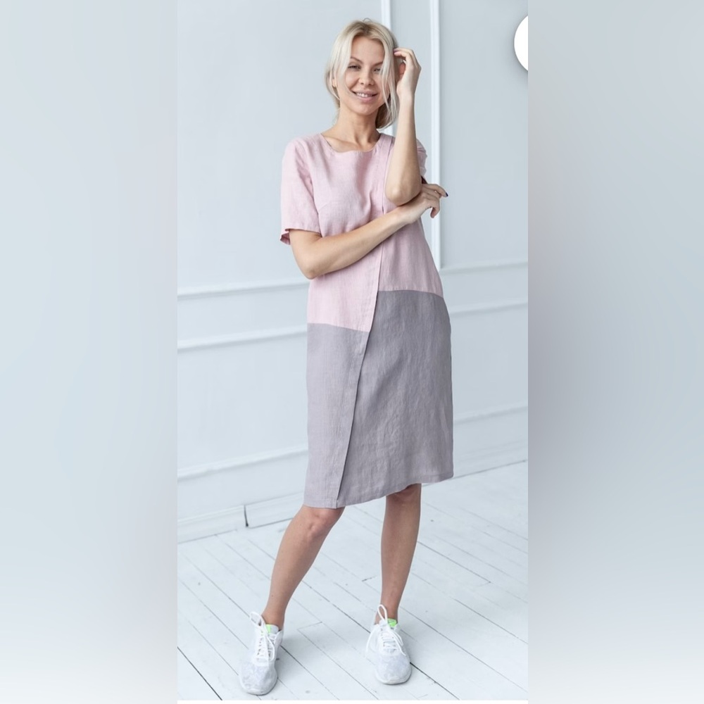 Oda Lux 100%Linen Dress, Midi Linen Dress, Loose Linen Dress, Flax Soft Dress 12